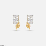0.8 Carat Emerald Flame Earrings 14K Yellow Gold