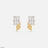 0.8 Carat Emerald Flame Earrings 14K White Gold