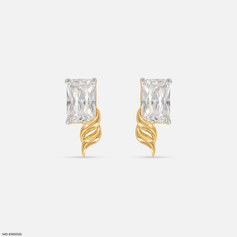 0.8 Carat Emerald Flame Earrings 14K White Gold