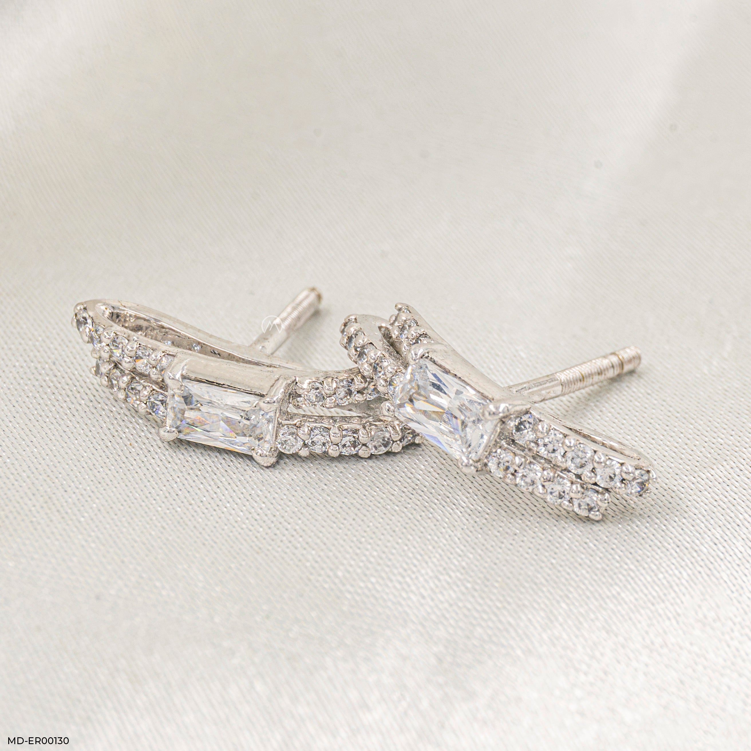 0.50 Carat Duo Radiant Earrings 14K White Gold