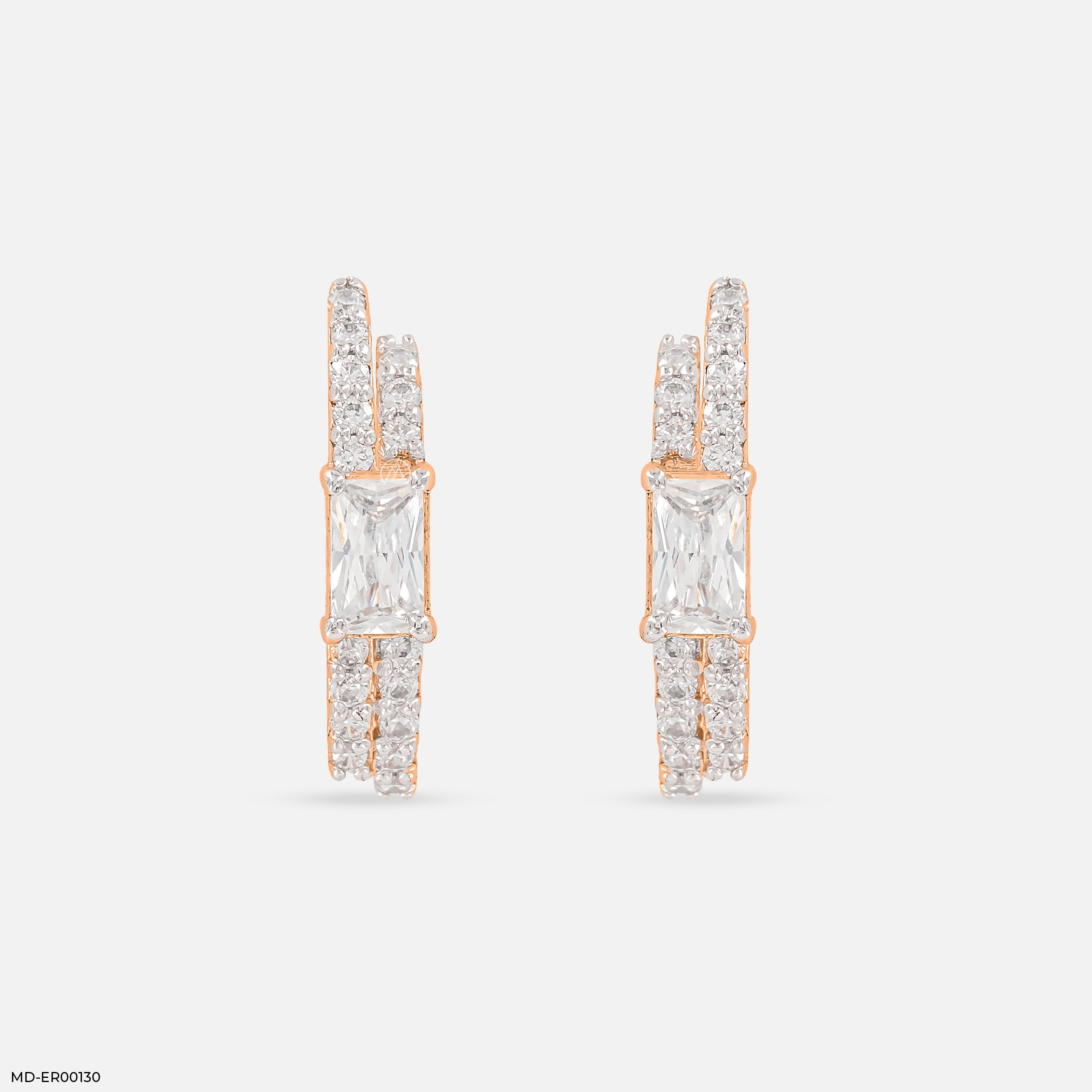 0.50 Carat Duo Radiant Earrings 14K Rose Gold
