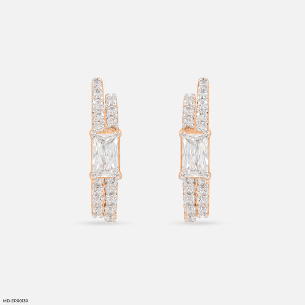 0.50 Carat Duo Radiant Earrings 14K Rose Gold