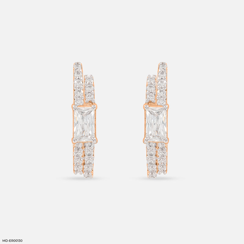 0.50 Carat Duo Radiant Earrings 14K Rose Gold