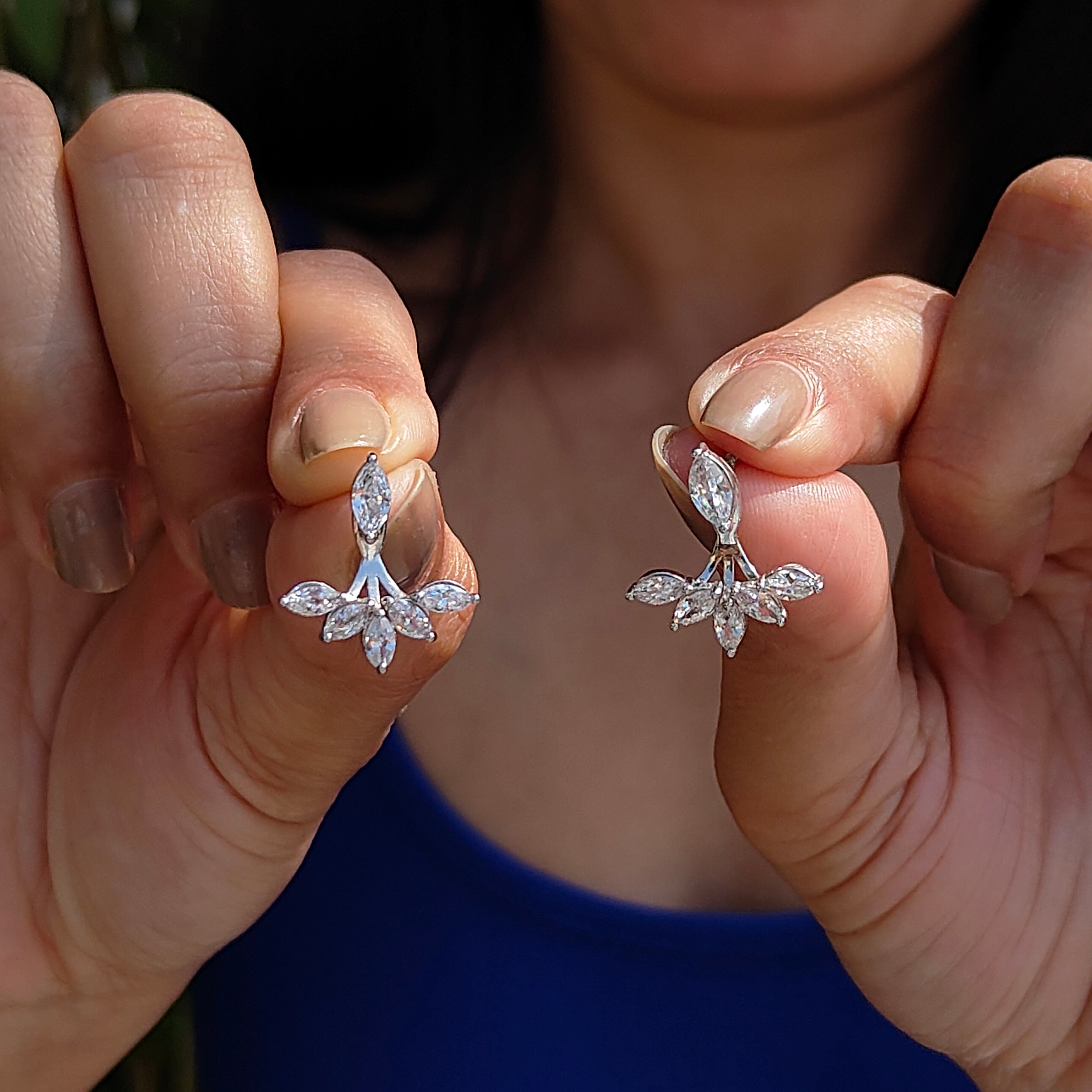 The Glistening Detachable Earrings 14K White Gold