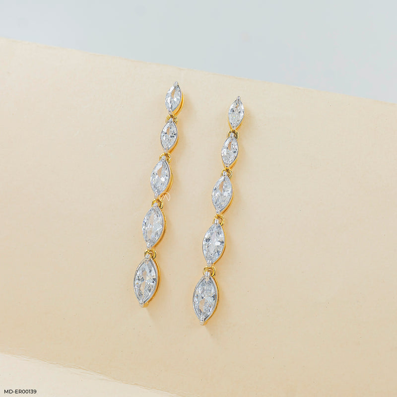 Dazzle Line Earrings 14K White Gold