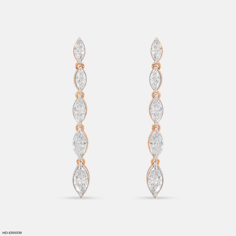 Dazzle Line Earrings 14K White Gold