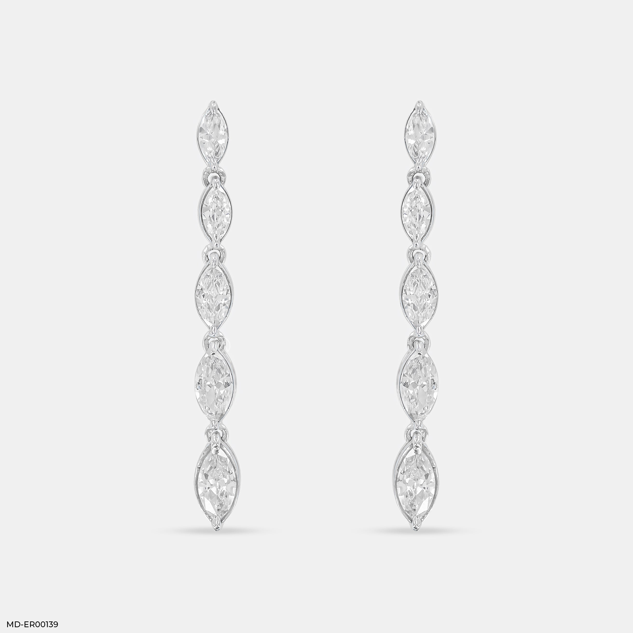 Dazzle Line Earrings 14K White Gold