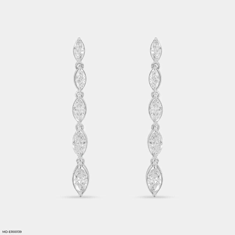 Dazzle Line Earrings 14K White Gold