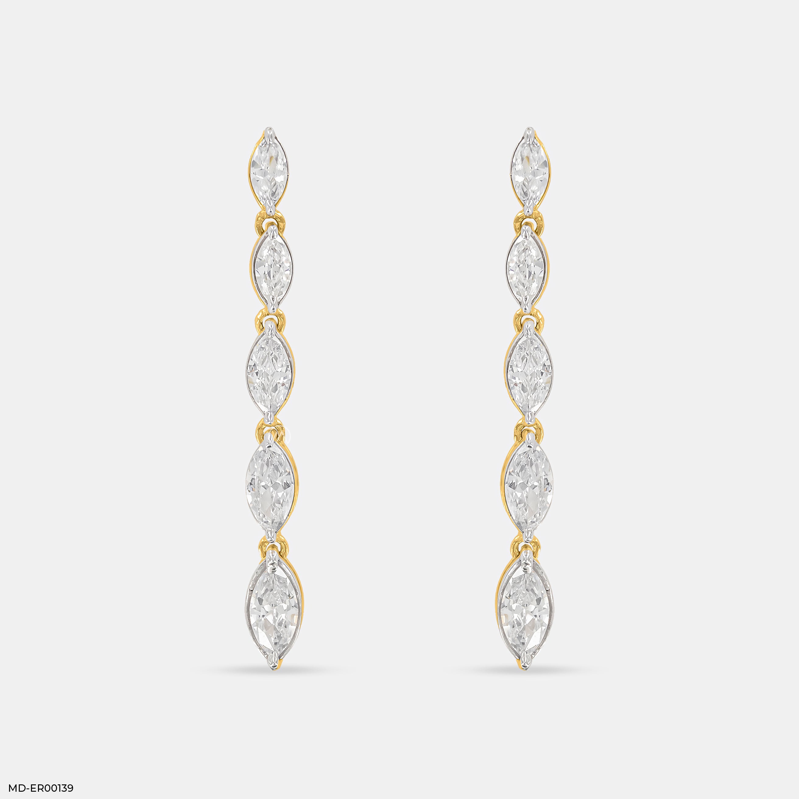 Dazzle Line Earrings 9K Yellow Gold