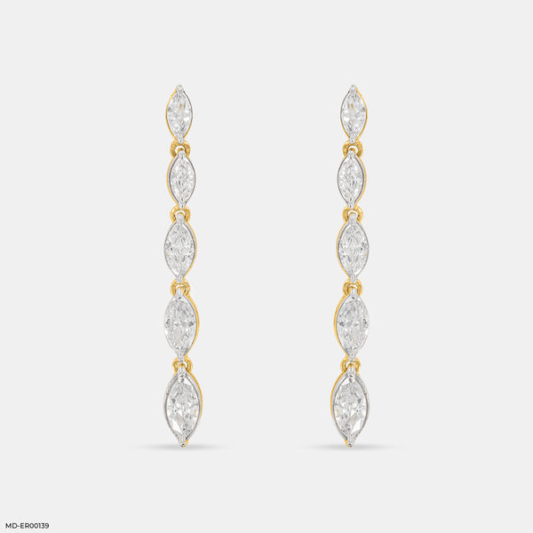 Dazzle Line Earrings 14K Yellow Gold