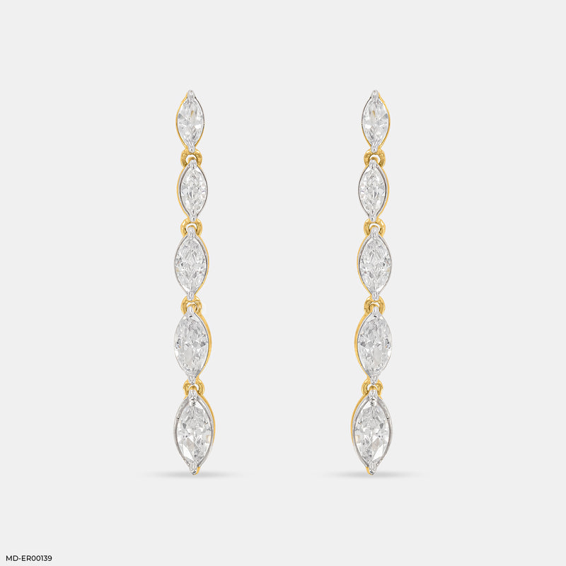 Dazzle Line Earrings 14K White Gold
