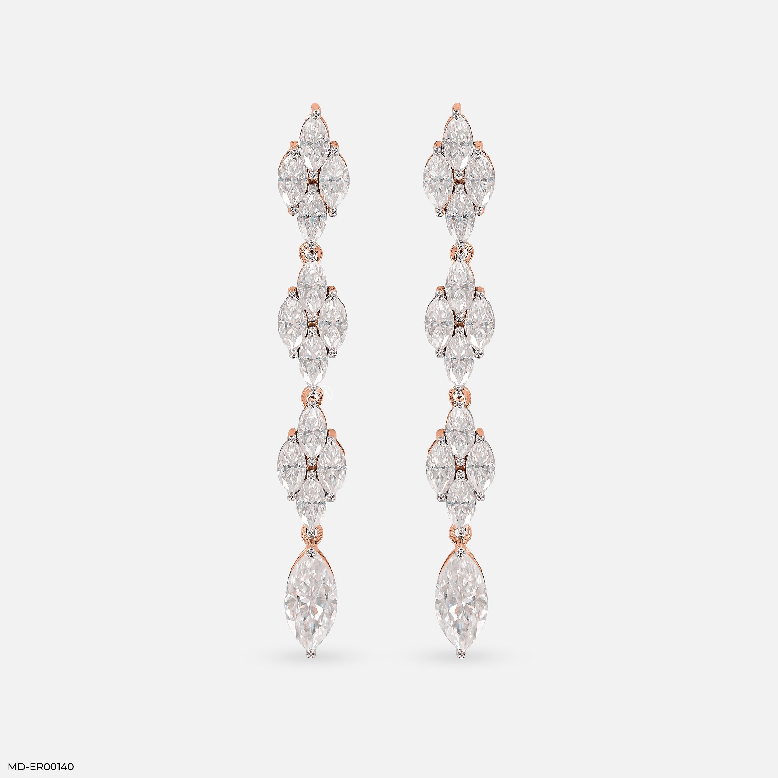 Shiny Line Earrings 9K Rose Gold