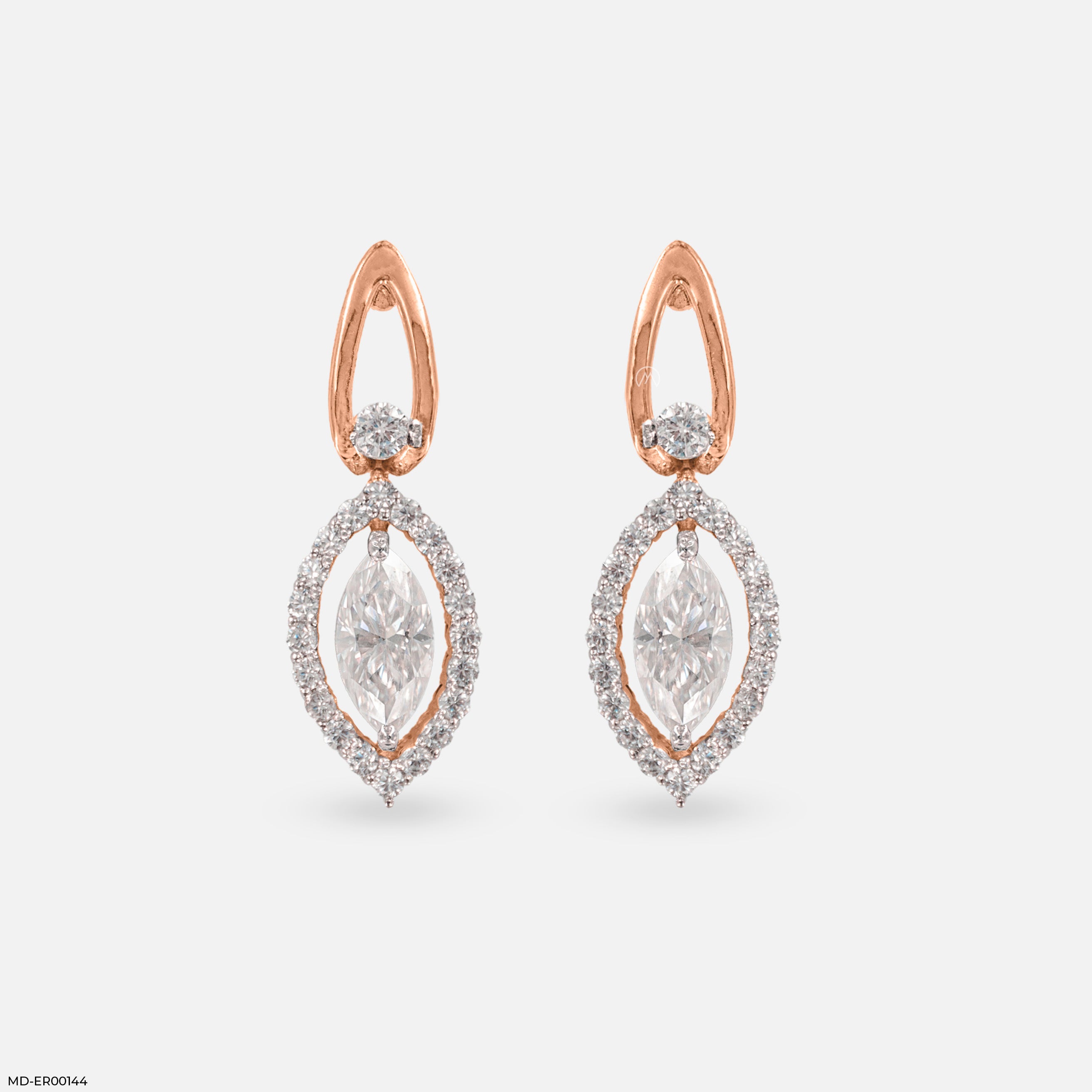 0.75 Carat Diamond Eye Earrings 14K Rose Gold