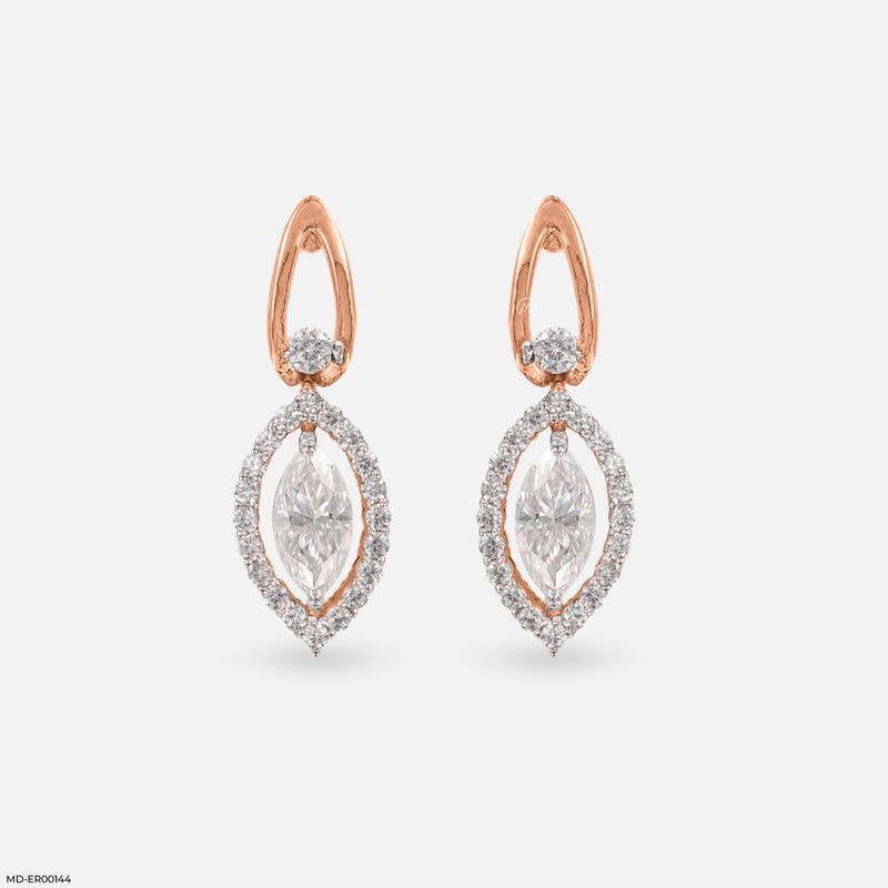 0.75 Carat Diamond Eye Earrings 14K Yellow Gold