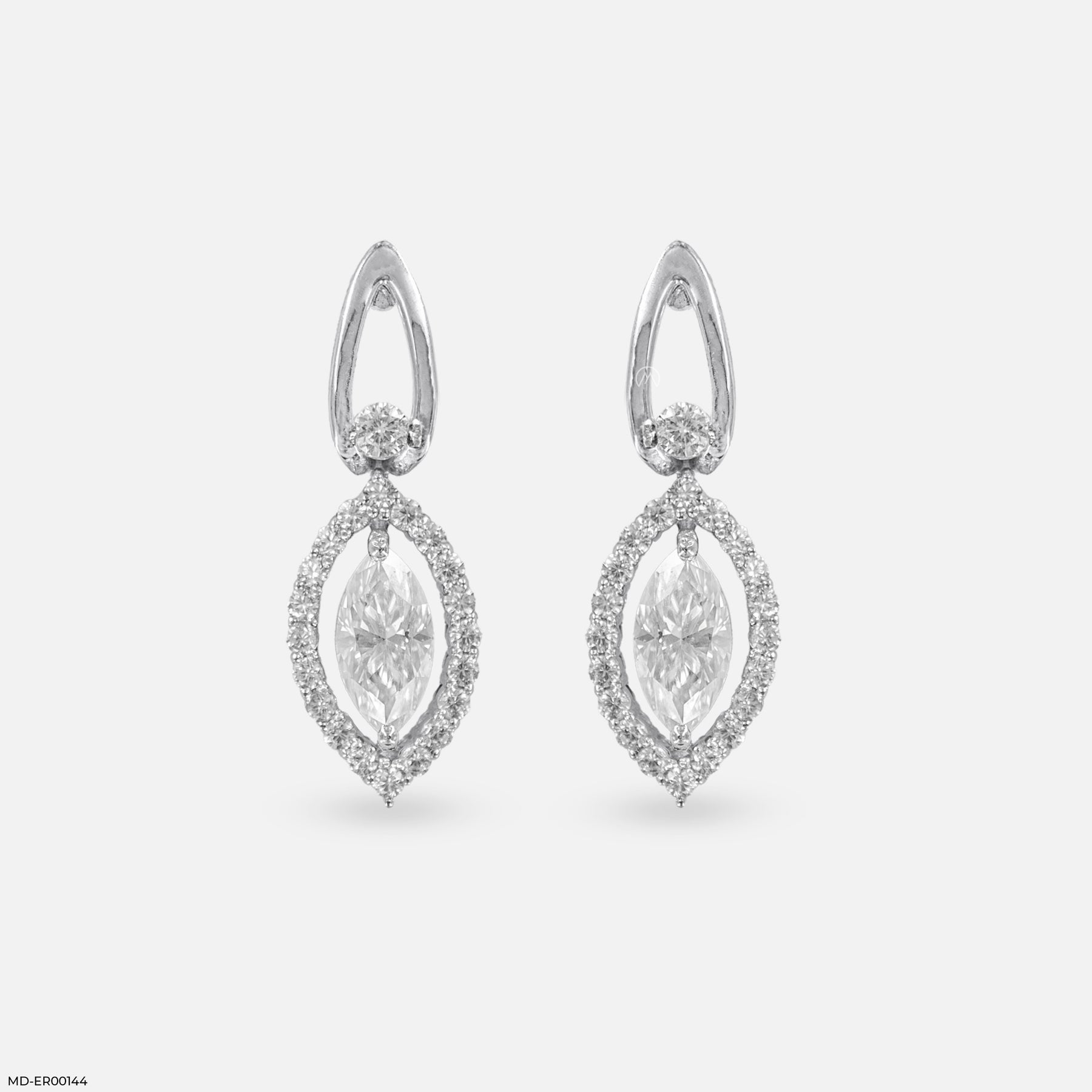 0.75 Carat Diamond Eye Earrings 14K White Gold