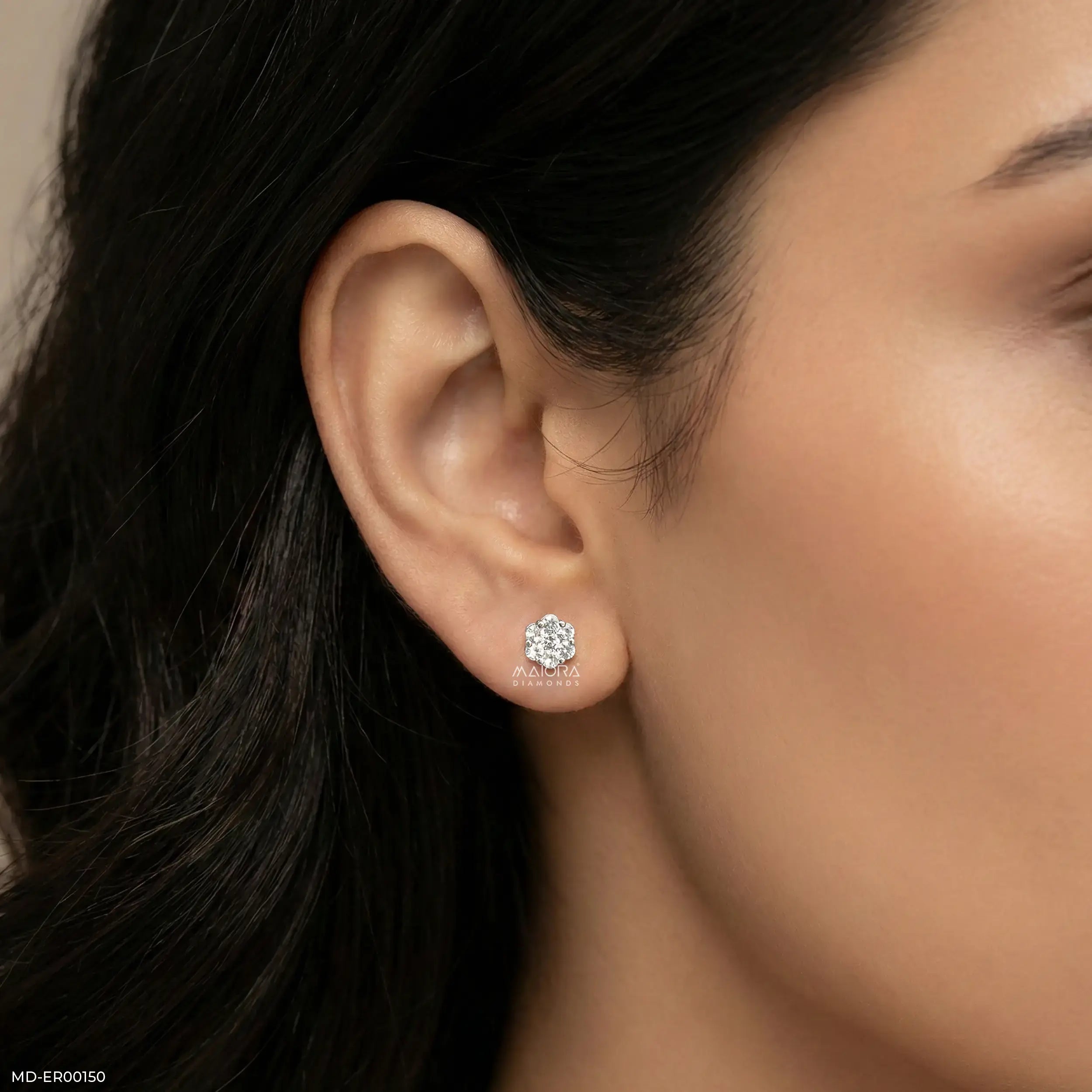 The Diamond Blossom Studs 9K White Gold