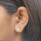 1 Carat Crystal Drop Earrings 14K White Gold