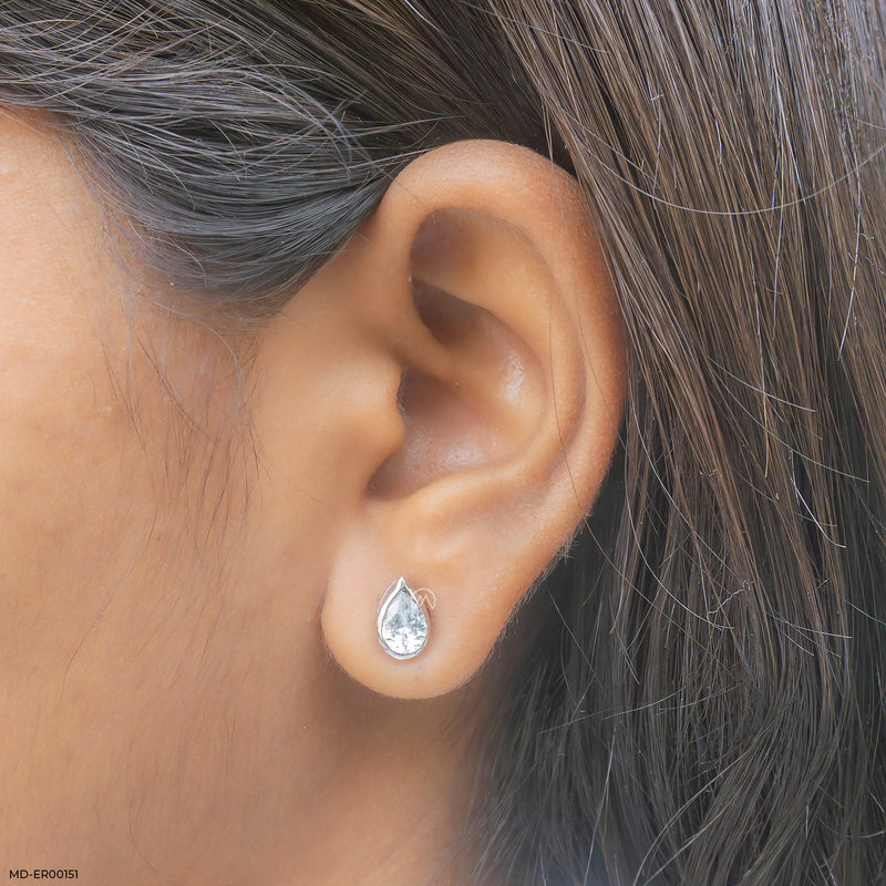 1 Carat Crystal Drop Earrings 14K White Gold
