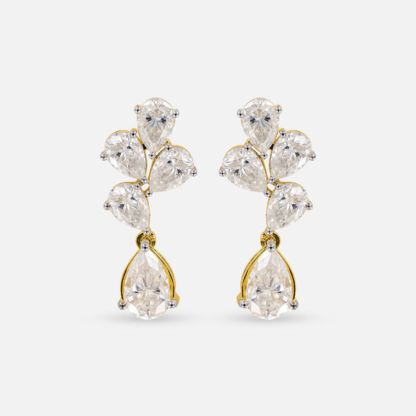 2 Carat Pear Drop Stella Earrings 18K Yellow Gold