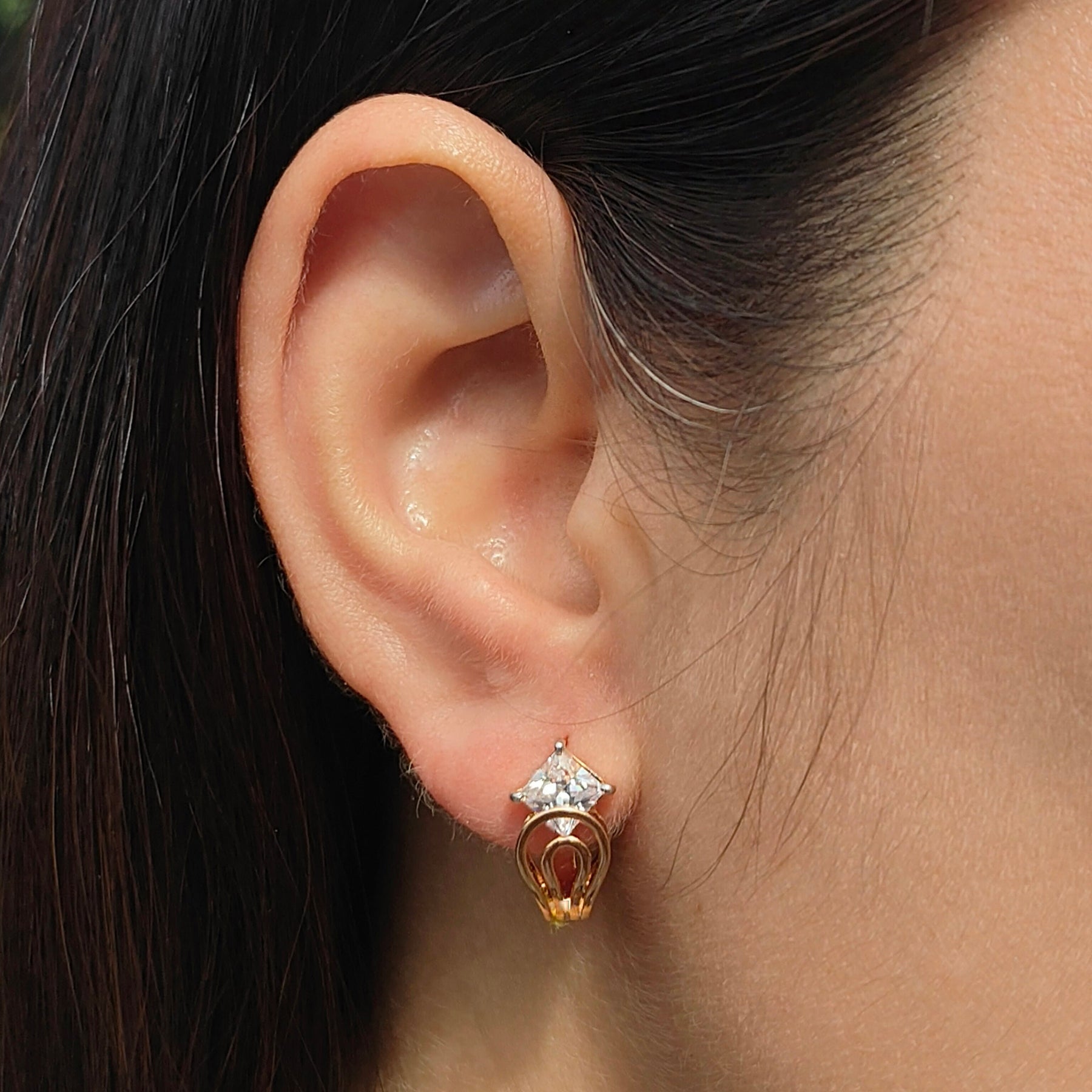 Overlapping Diamond Hoops 14K Yellow Gold