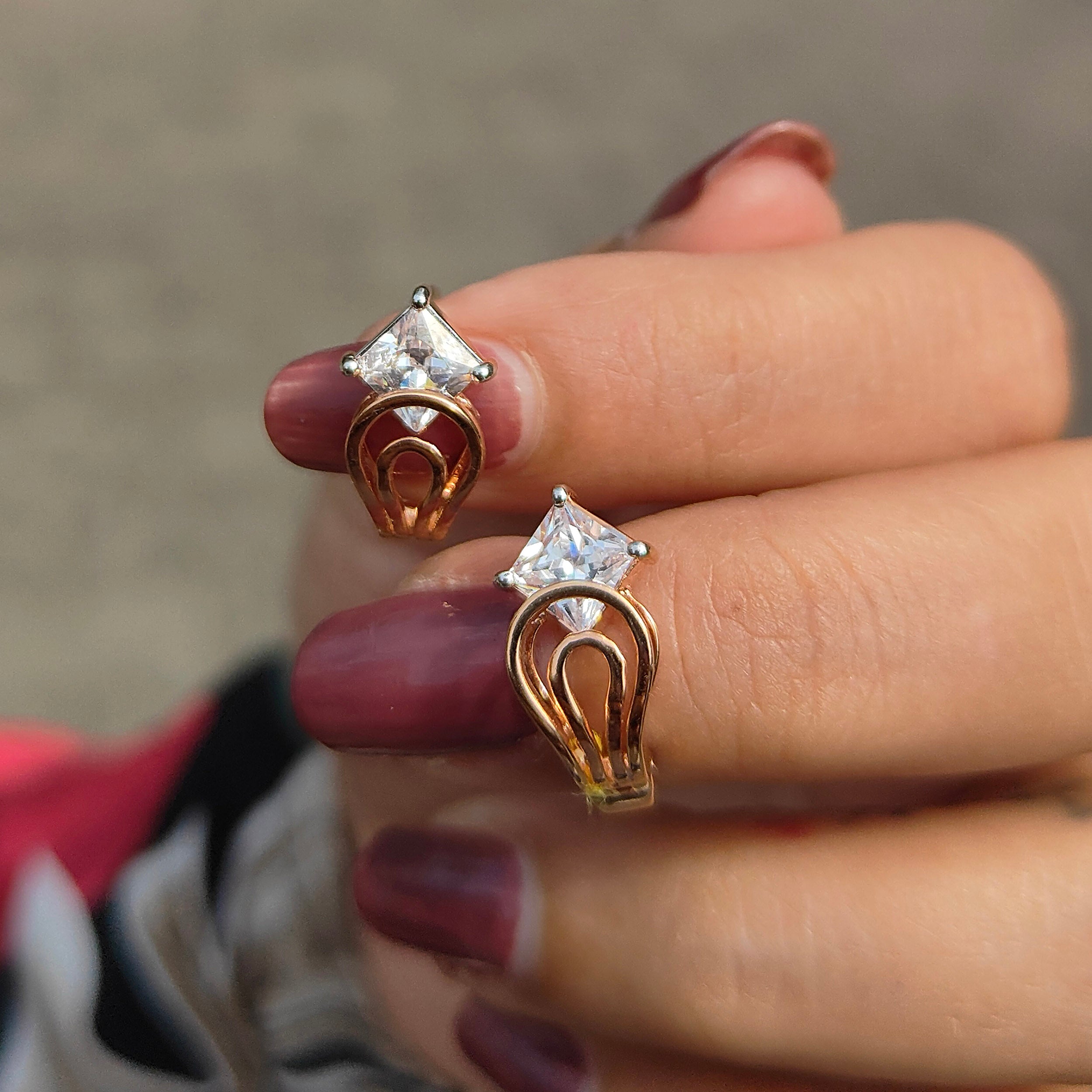 Overlapping Diamond Hoops 9K Rose Gold