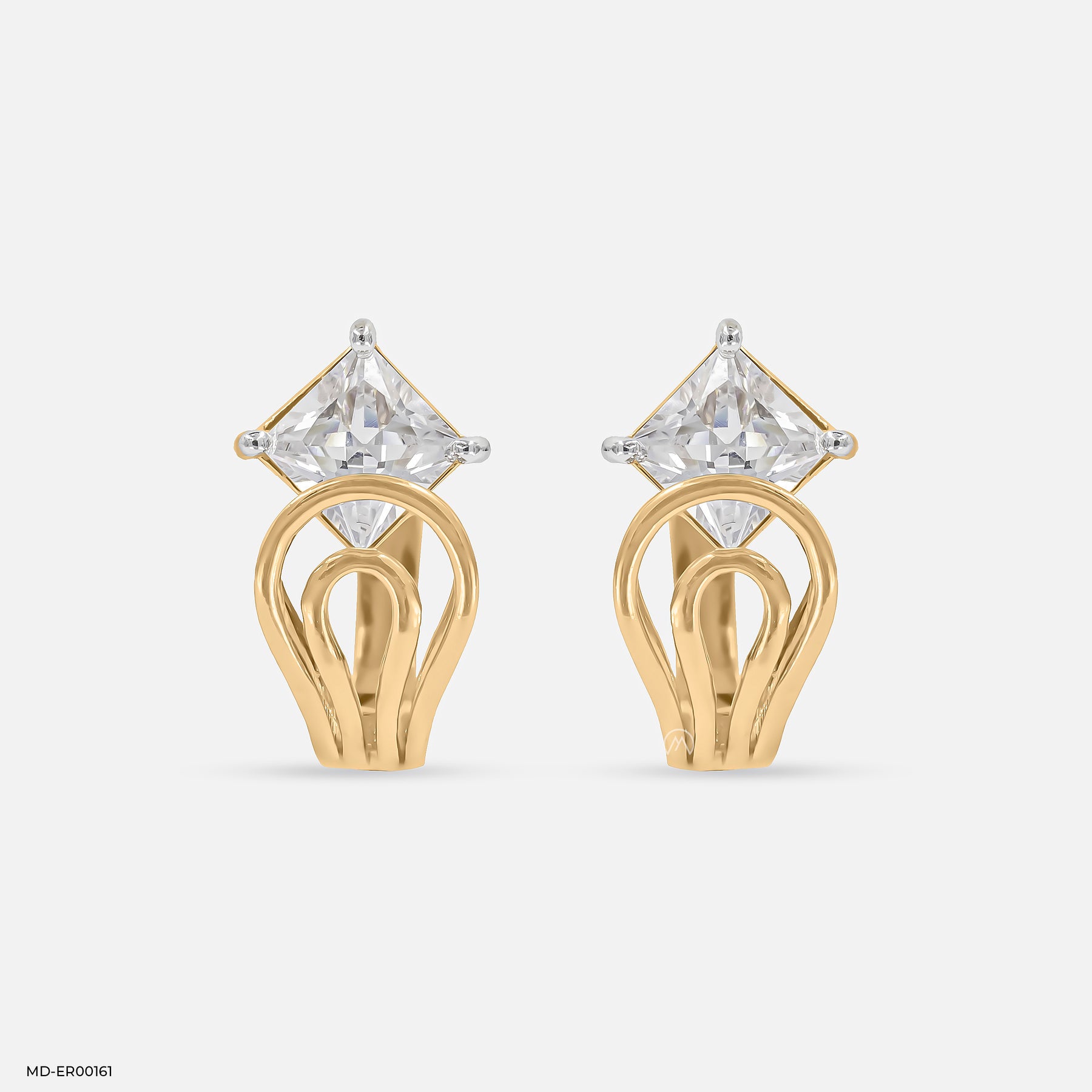 Overlapping Diamond Hoops 14K Yellow Gold