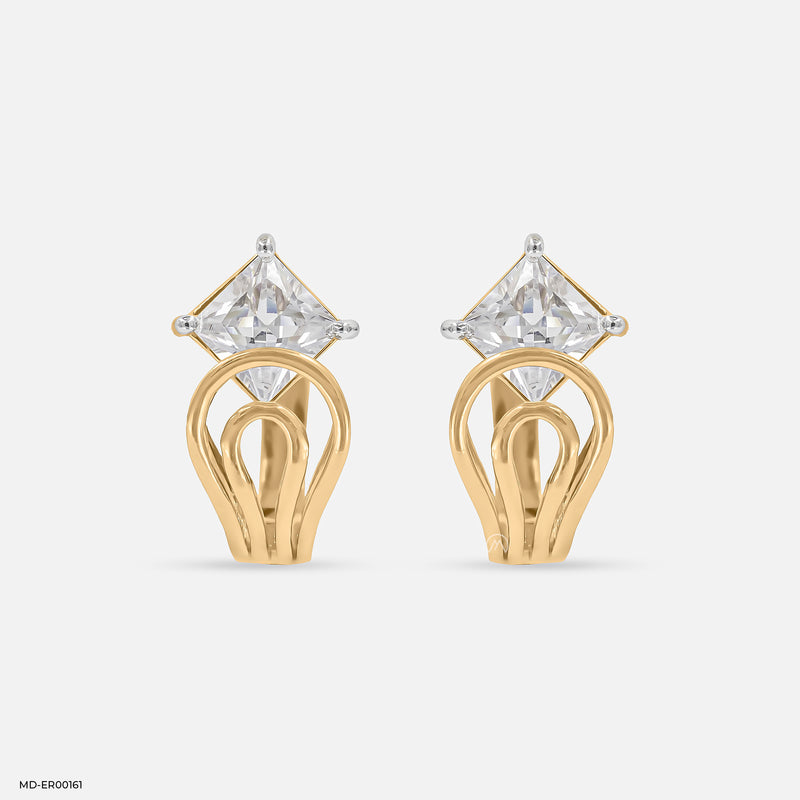 Overlapping Diamond Hoops 14K Yellow Gold