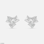 Square Spark Earrings 9K White Gold