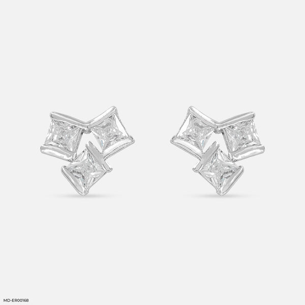 Square Spark Earrings 14K White Gold