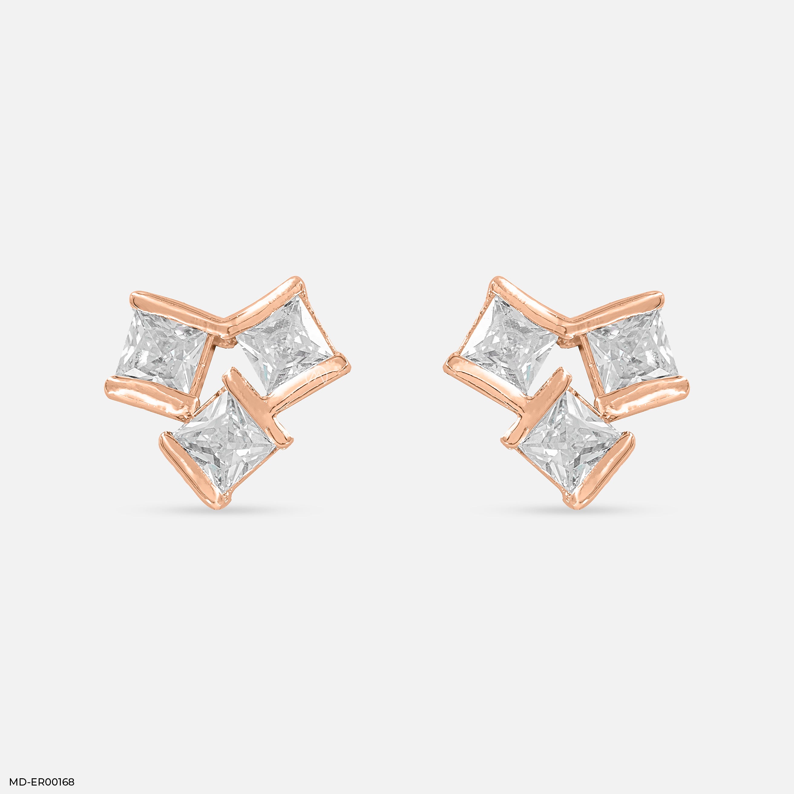 Square Spark Earrings 14K Rose Gold