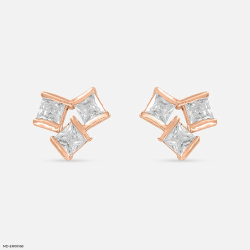 Square Spark Earrings 14K Rose Gold