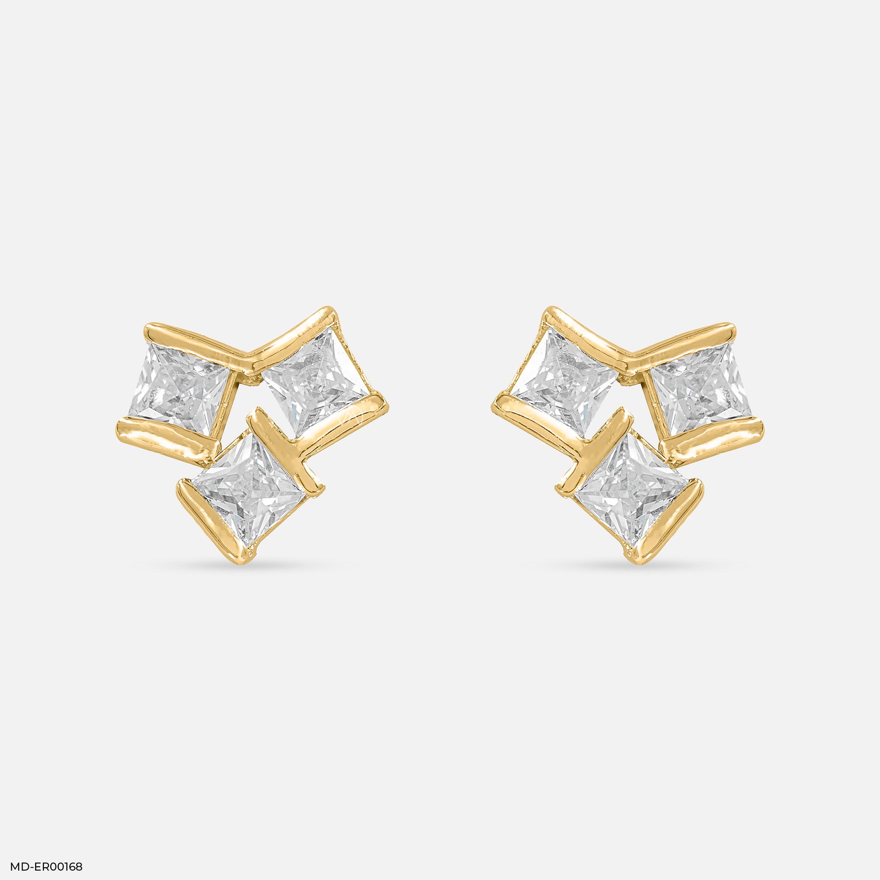 Square Spark Earrings 14K Yellow Gold