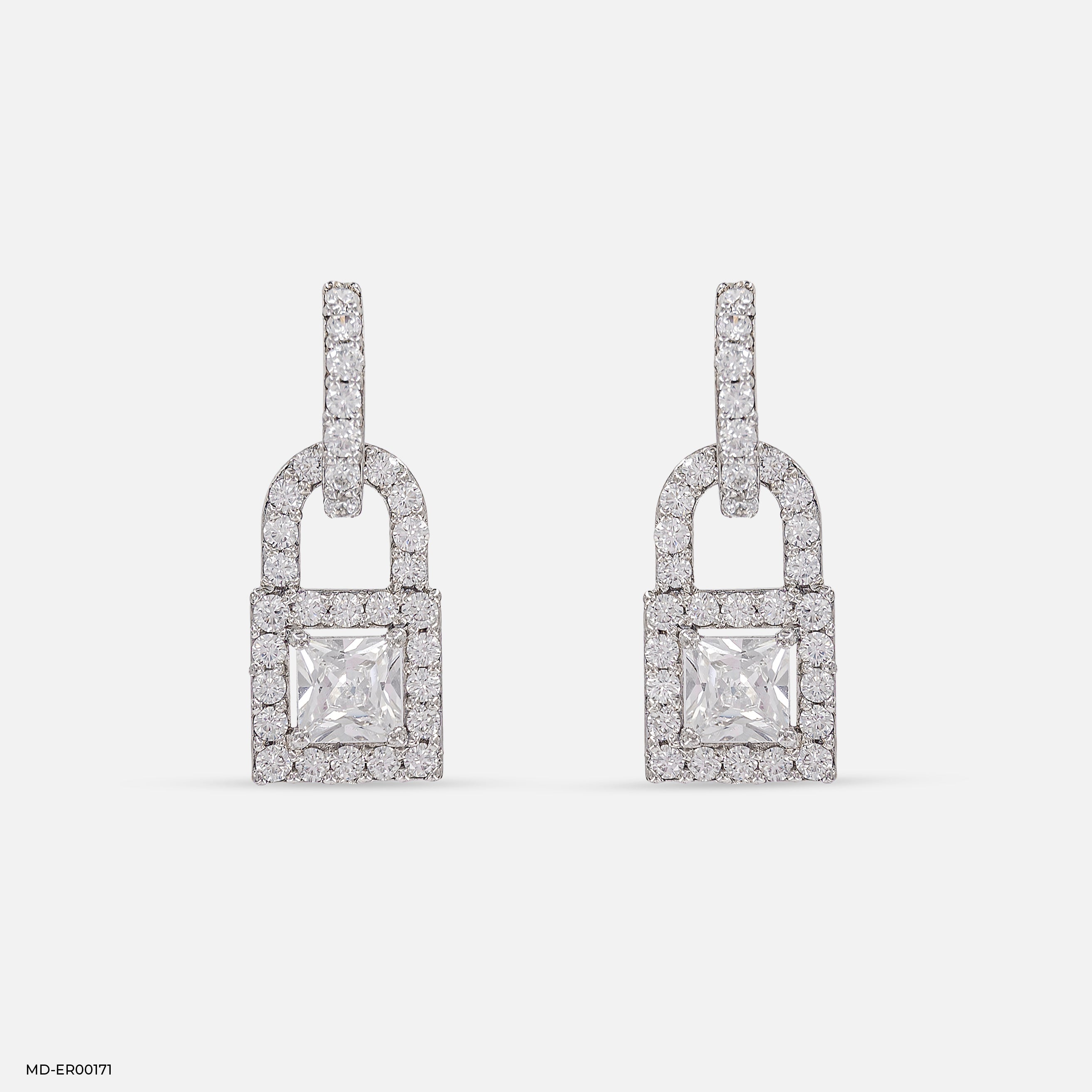 1.5 Carat Princess Cut Solitaire Halo Earrings