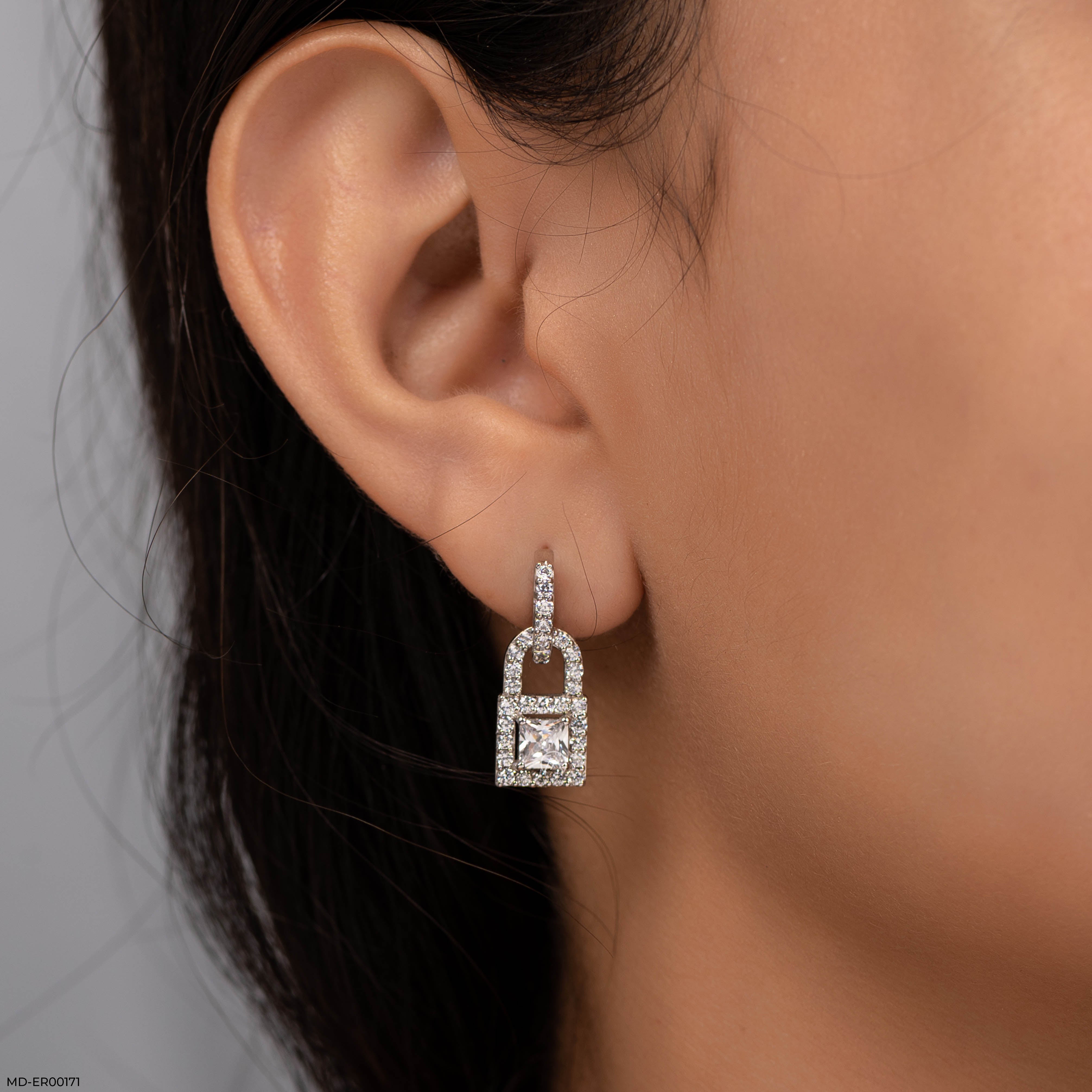 1.5 Carat Princess Cut Solitaire Halo Earrings