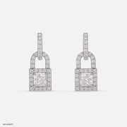1.5 Carat Princess Cut Solitaire Halo Earrings