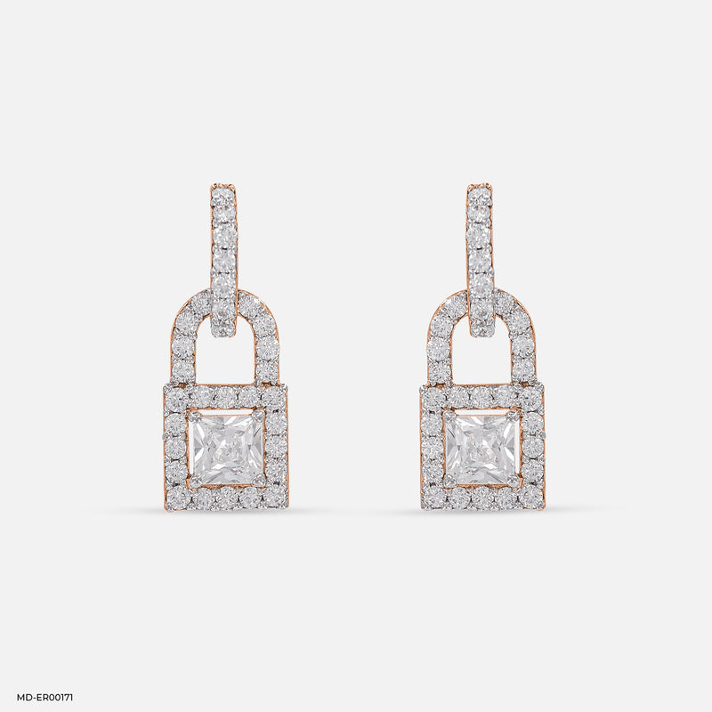 Clasp Diamond Earrings 14K Rose Gold