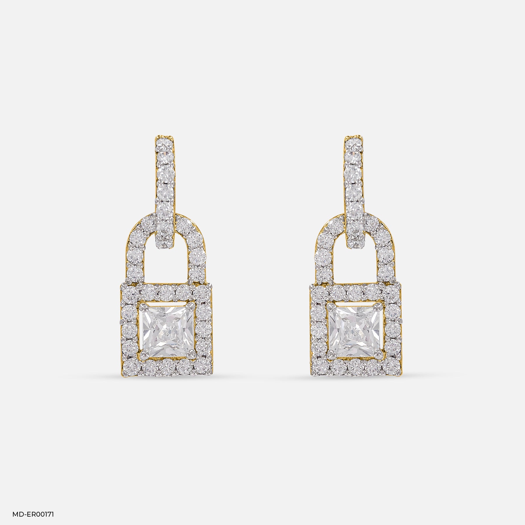 1.5 Carat Princess Cut Solitaire Halo Earrings 14K Rose Gold