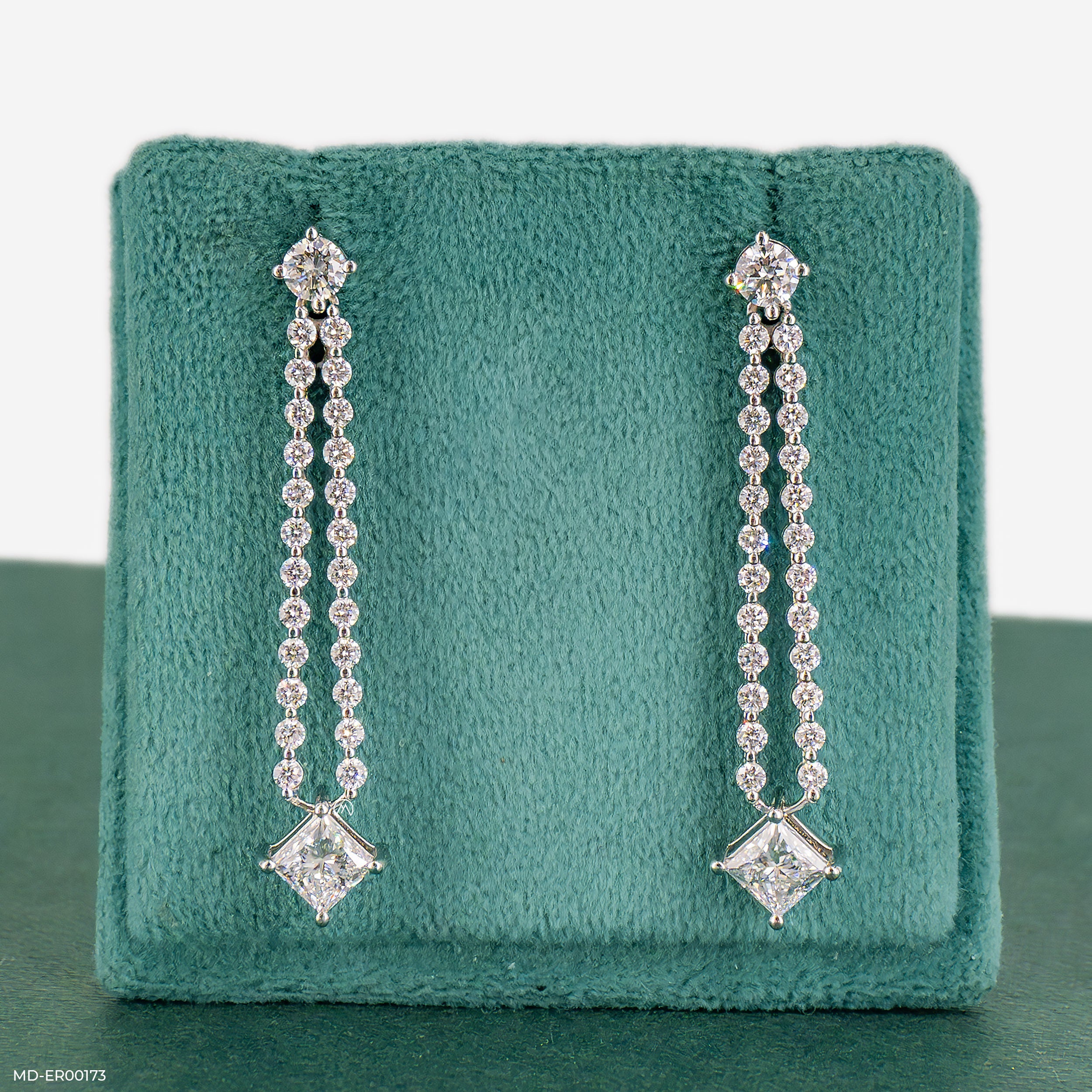 Doozie Diamond Earrings 14K White Gold