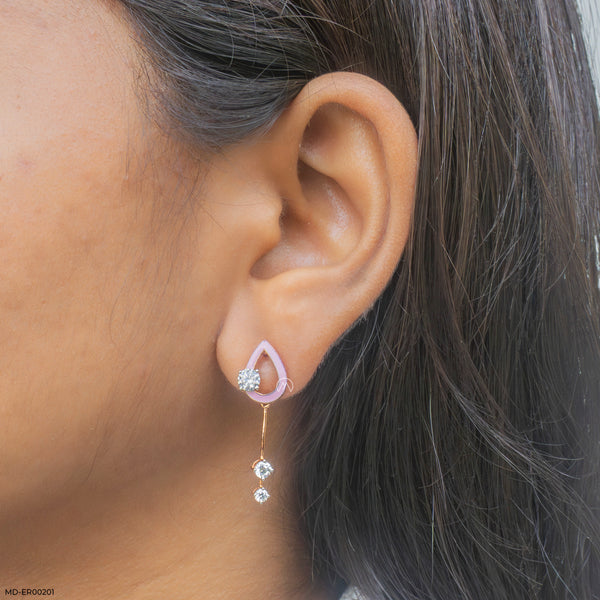 Elliptic Diamond Danglers 14K Rose Gold