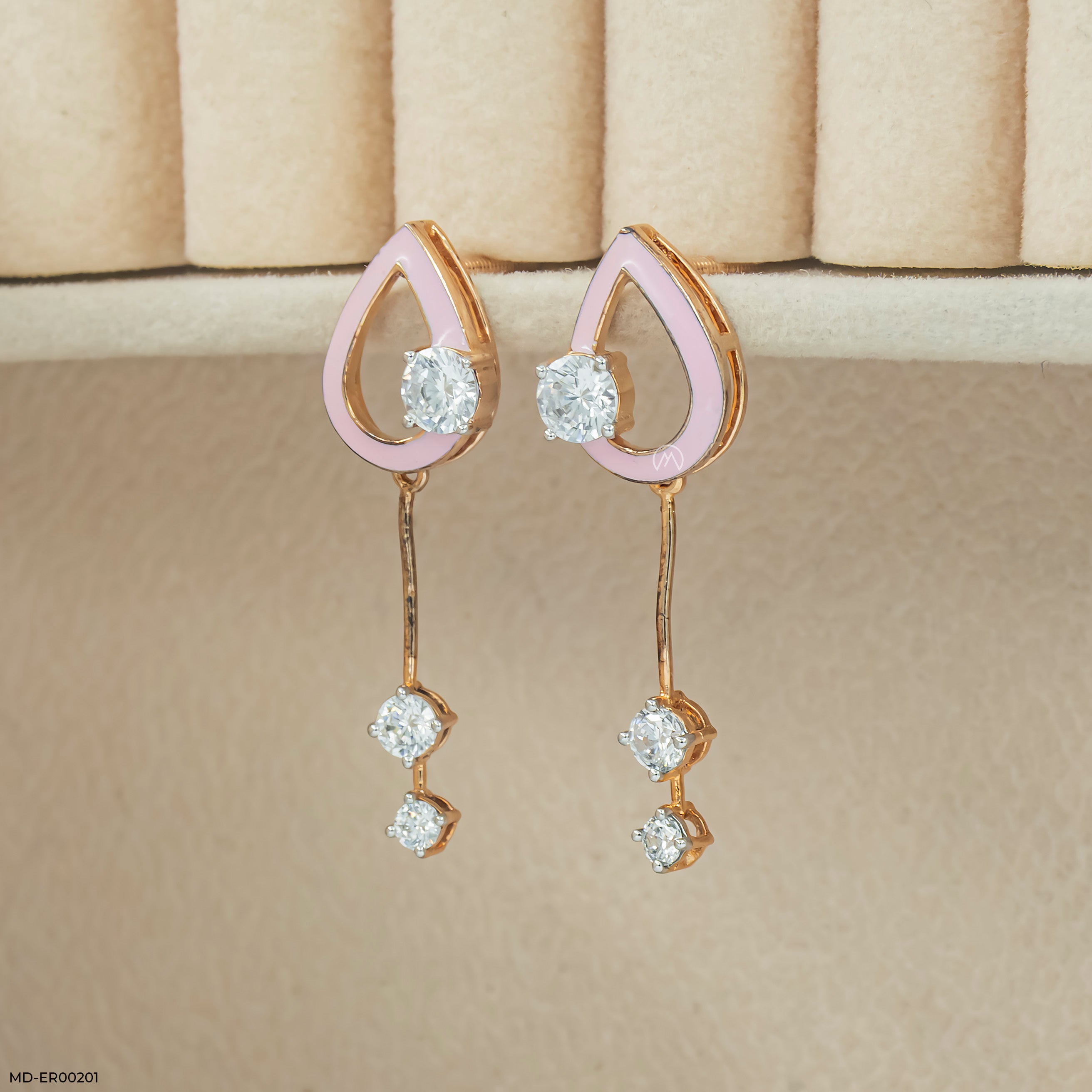 Elliptic Diamond Danglers 9K Rose Gold