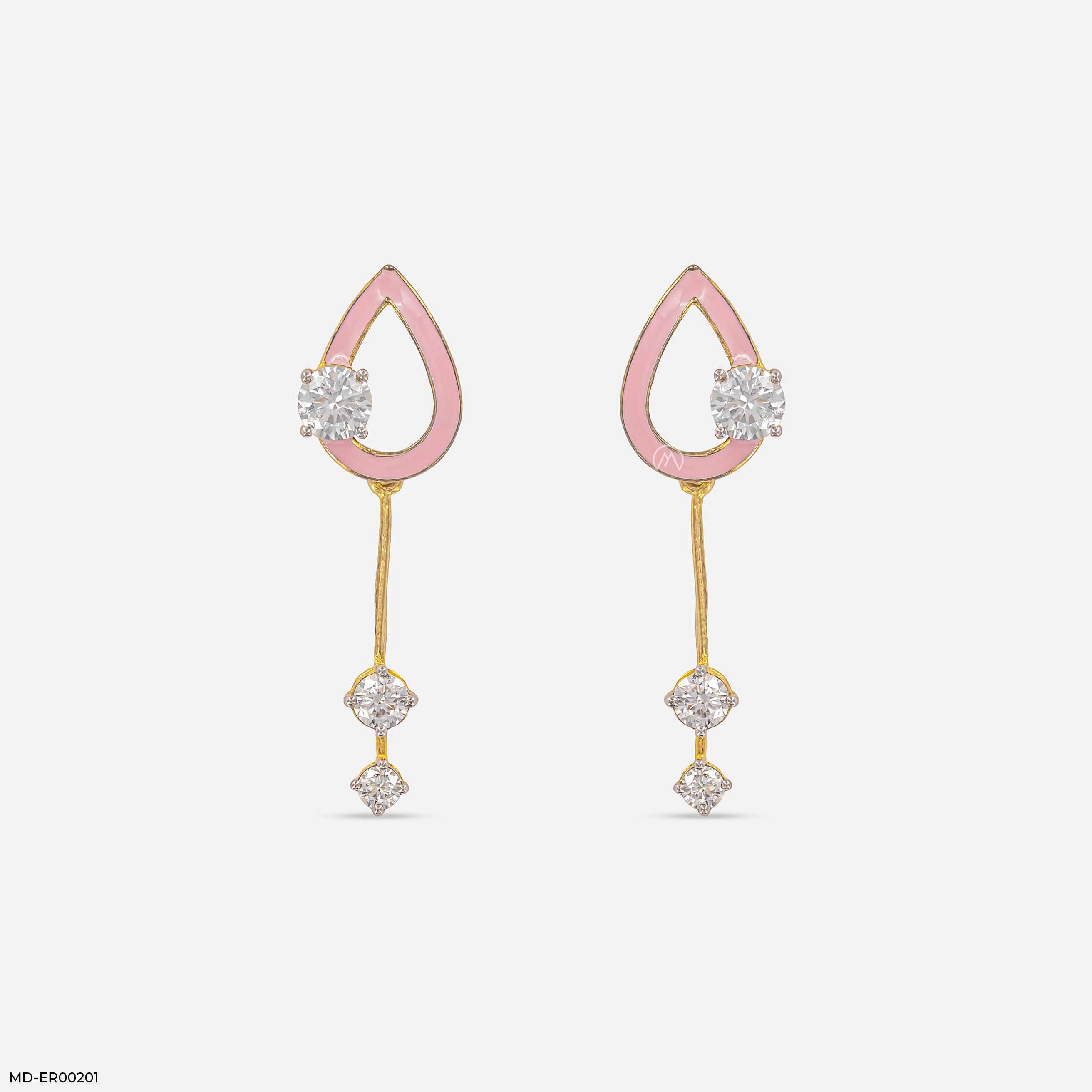 Elliptic Diamond Danglers 9K Rose Gold