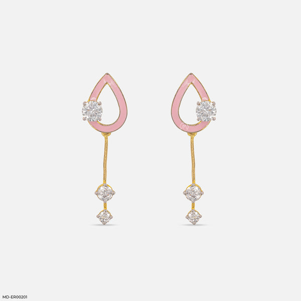 Elliptic Diamond Danglers 18K Yellow Gold