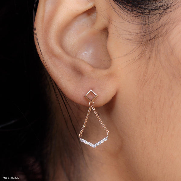 Delicate Diamond Earrings 14K Rose Gold