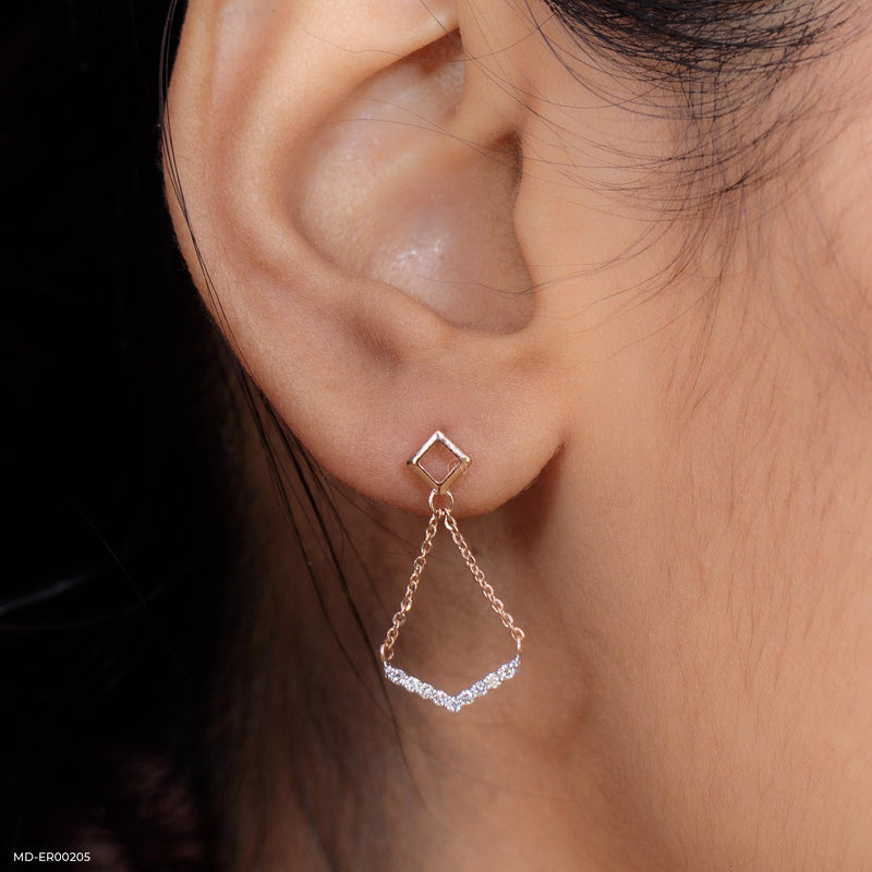 Delicate Diamond Earrings 14K Rose Gold