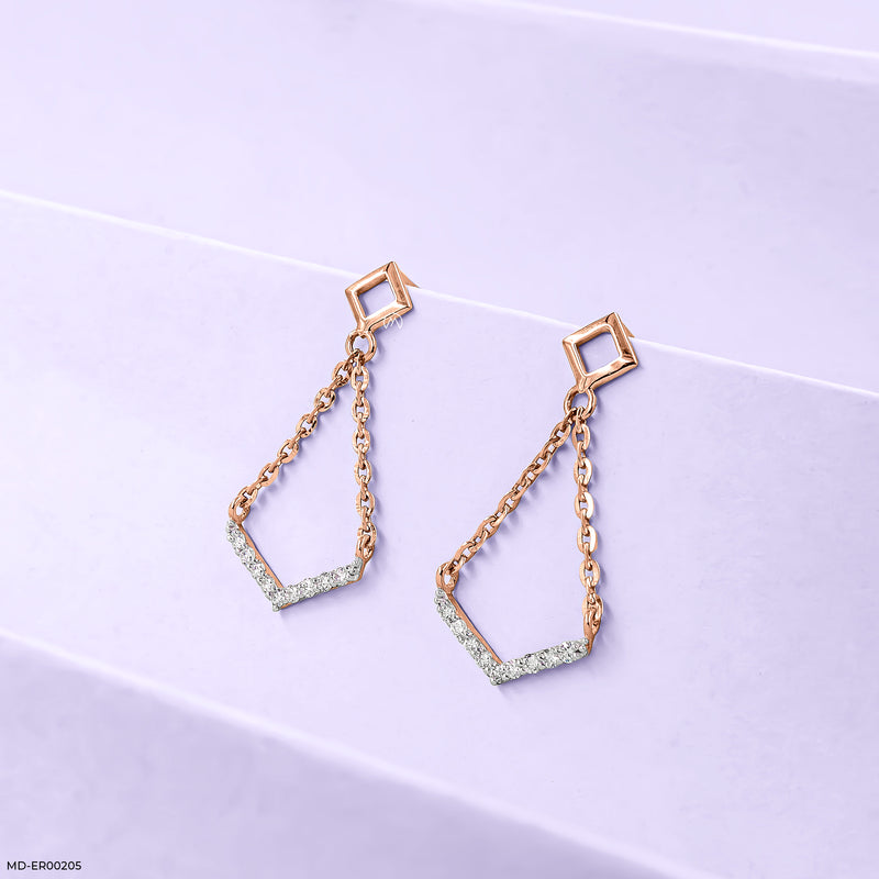 Delicate Diamond Earrings 14K Rose Gold