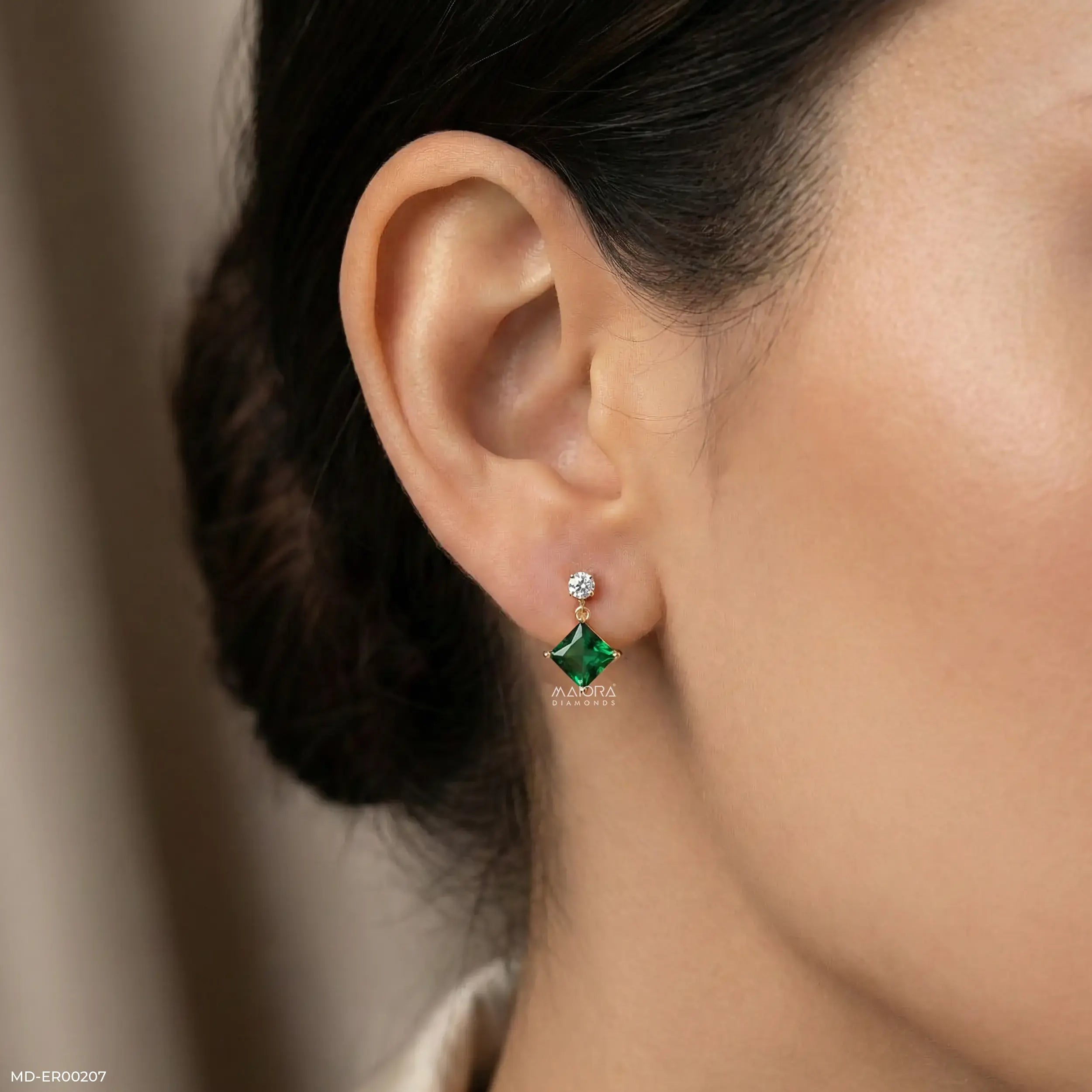 Charming Emerald Diamond Earrings