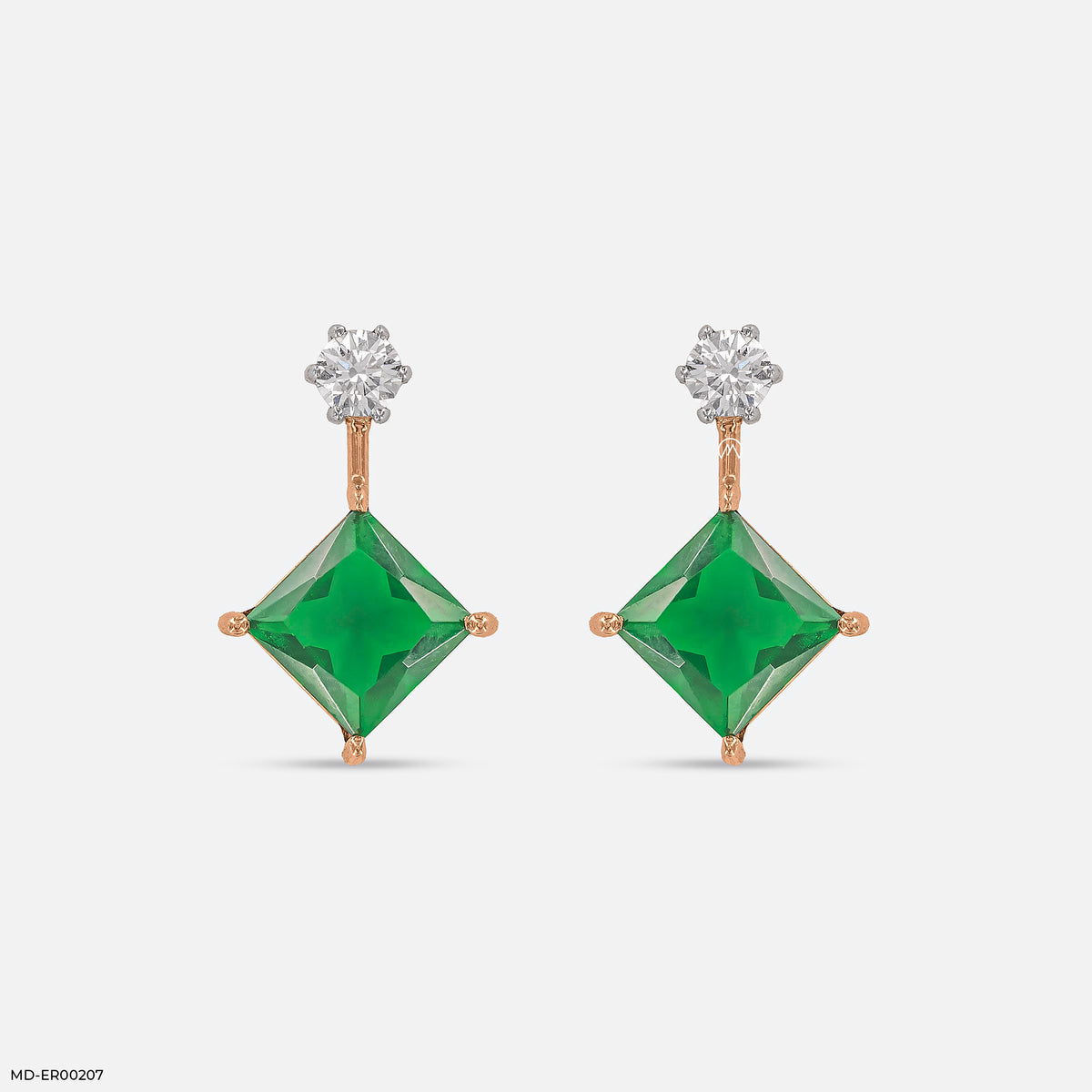 Charming Emerald Diamond Earrings