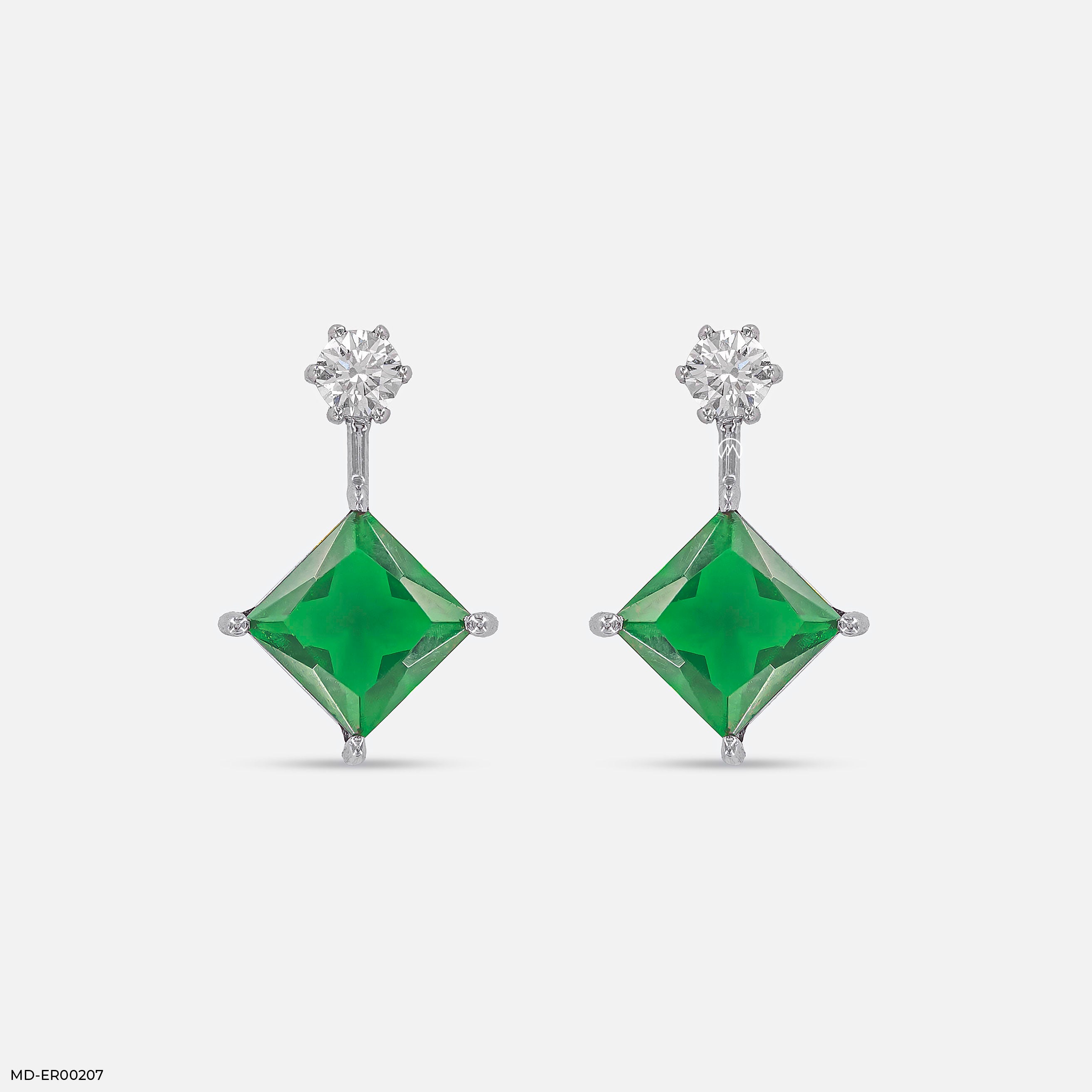 Charming Emerald Diamond Earrings 9K Rose Gold