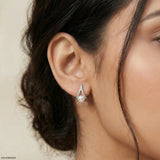 0.35 Carat Pearl Lab Diamond Earrings 14K Yellow Gold