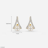 0.35 Carat Pearl Lab Diamond Earrings 14K Yellow Gold